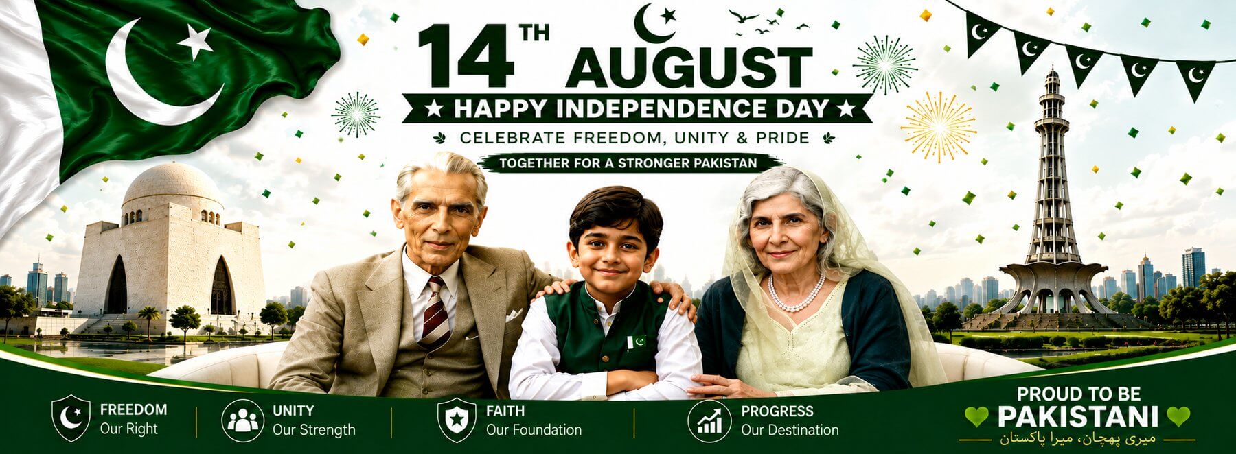 Family celebrating 14th August